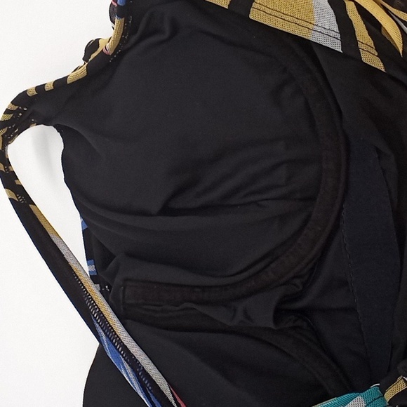 Coco Reef‎ Retro Swirl Current Mesh Layer Underwire Tankini Top Black 34D - Picture 10 of 12